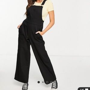 ASOS Black Twill Wide leg Overalls